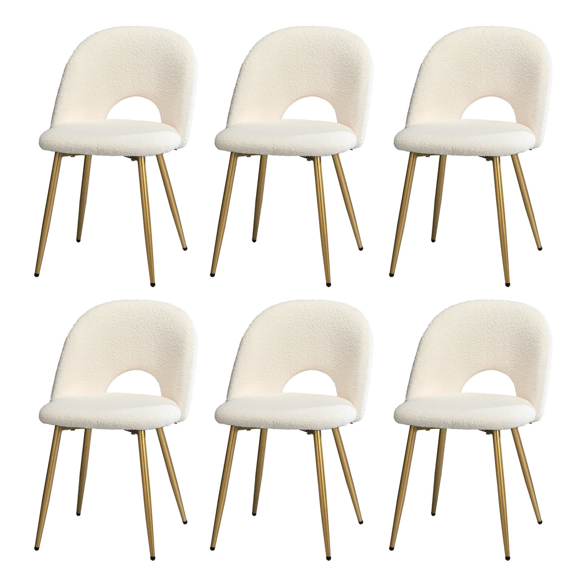 Oikiture Dining Chairs Accent Chair Armchair Sherpa Golden White - Sunyee