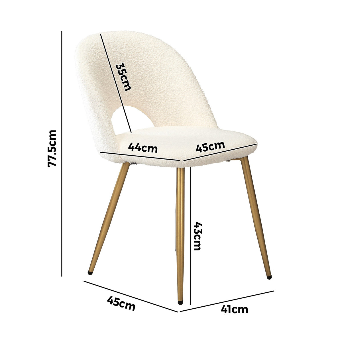 Oikiture Dining Chairs Accent Chair Armchair Sherpa Golden White - Sunyee
