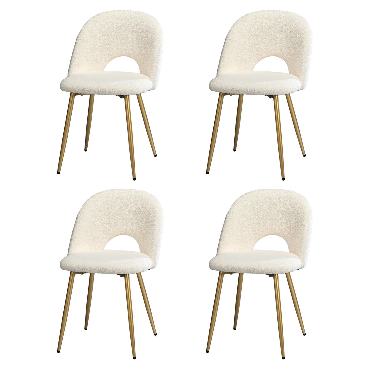 Oikiture Dining Chairs Accent Chair Armchair Sherpa Golden White - Sunyee