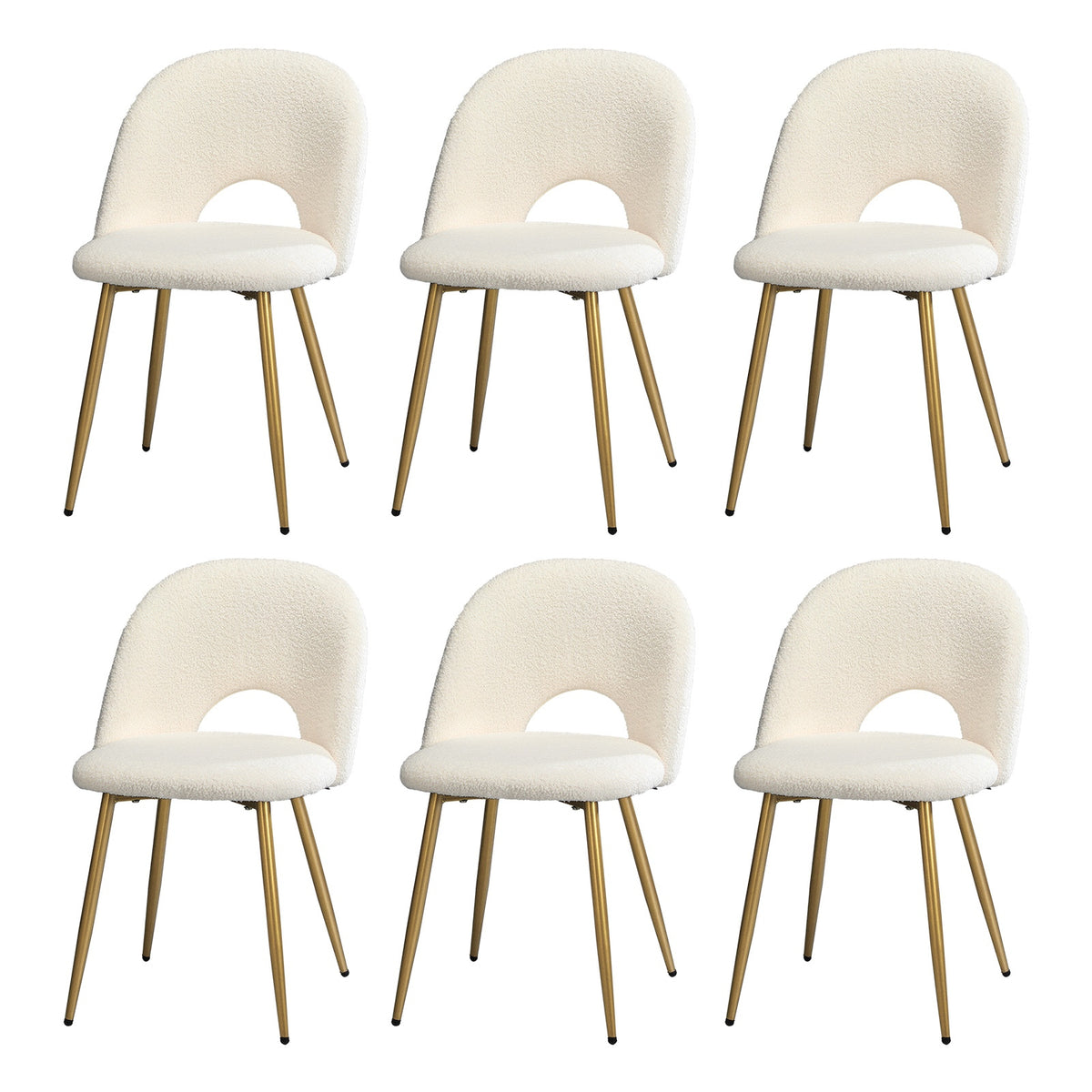 Oikiture Dining Chairs Accent Chair Armchair Sherpa Golden White - Sunyee