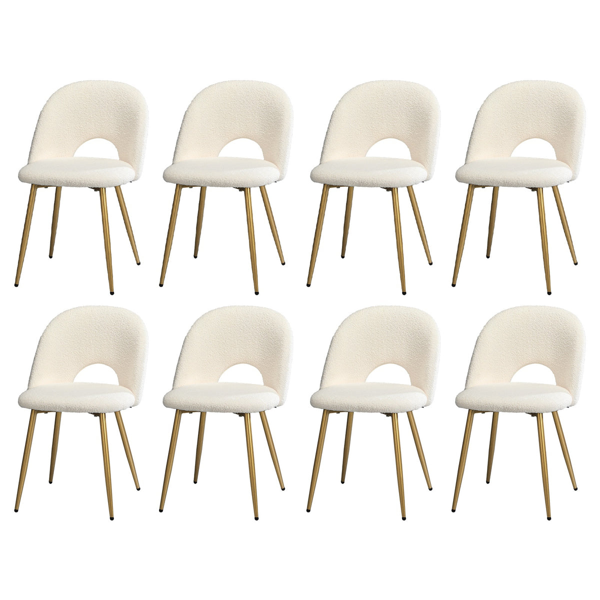 Oikiture Dining Chairs Accent Chair Armchair Sherpa Golden White - Sunyee