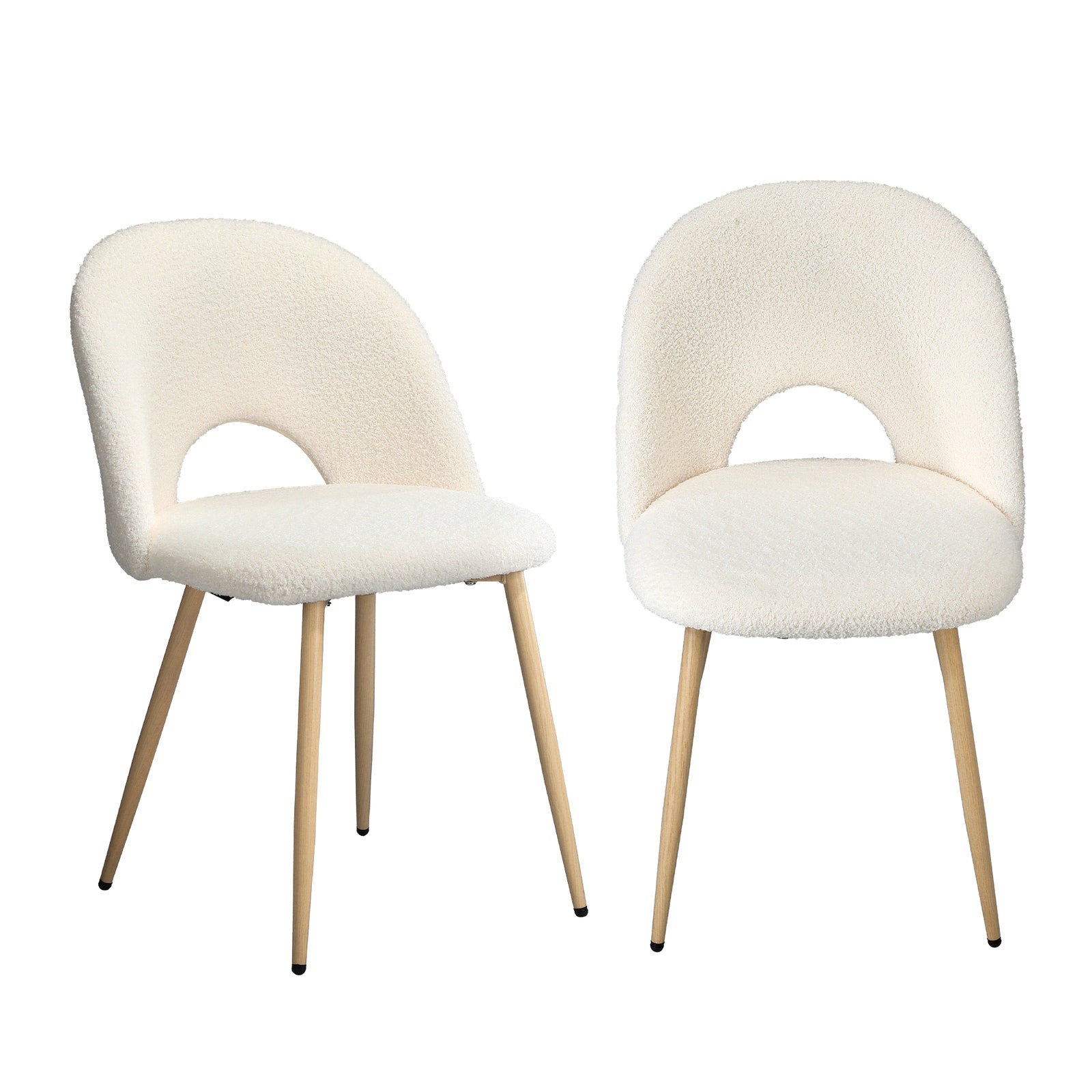 Oikiture Dining Chairs Accent Chair Armchair Sherpa Wooden White - Sunyee
