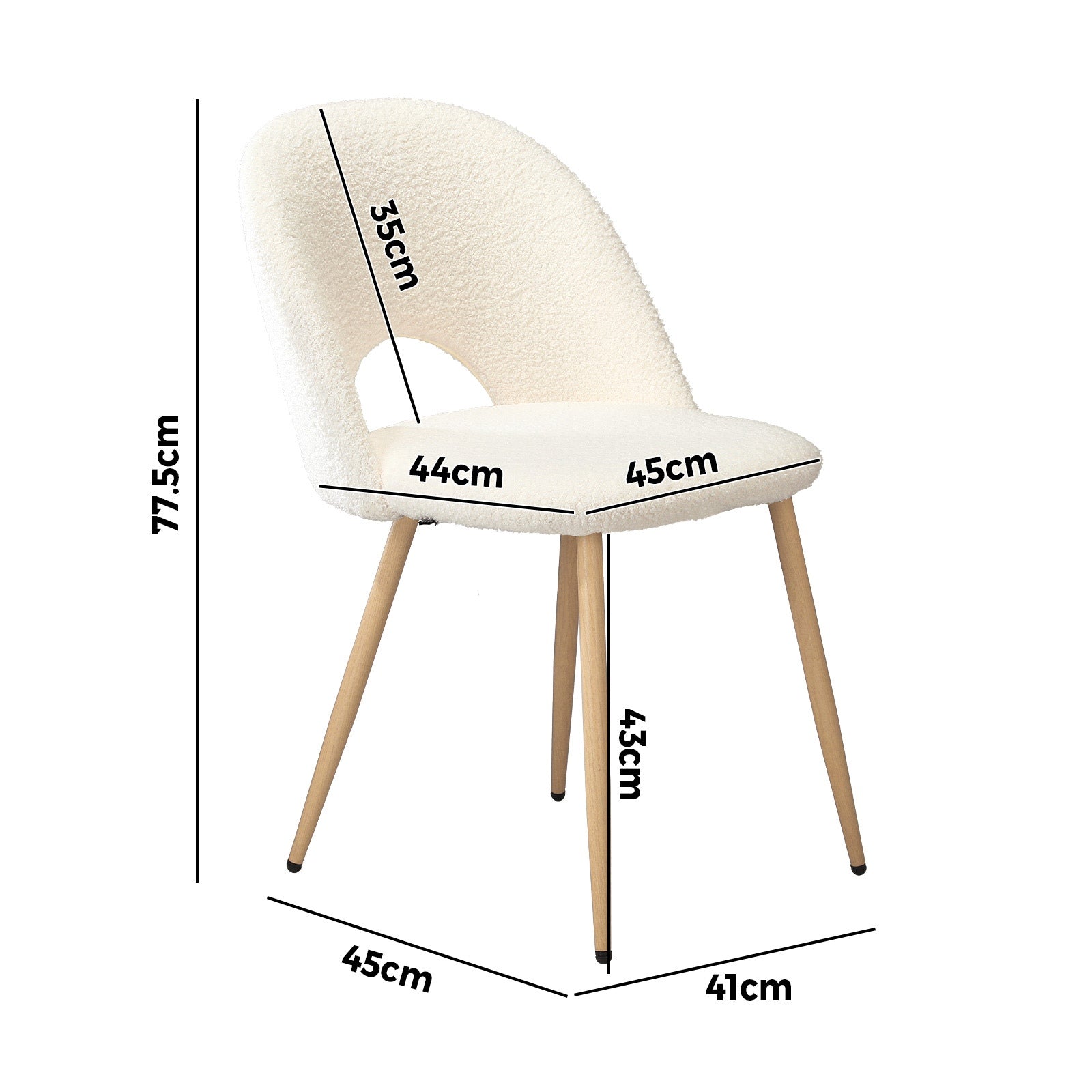 Oikiture Dining Chairs Accent Chair Armchair Sherpa Wooden White - Sunyee