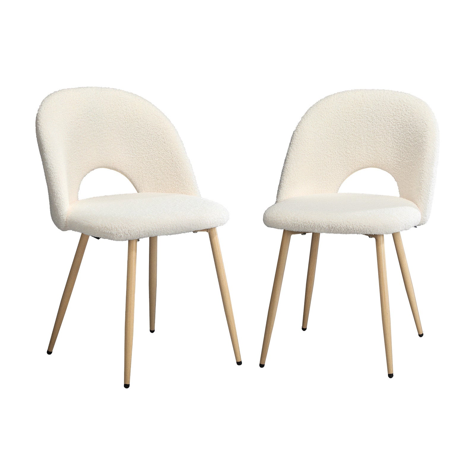 Oikiture Dining Chairs Accent Chair Armchair Sherpa Wooden White - Sunyee