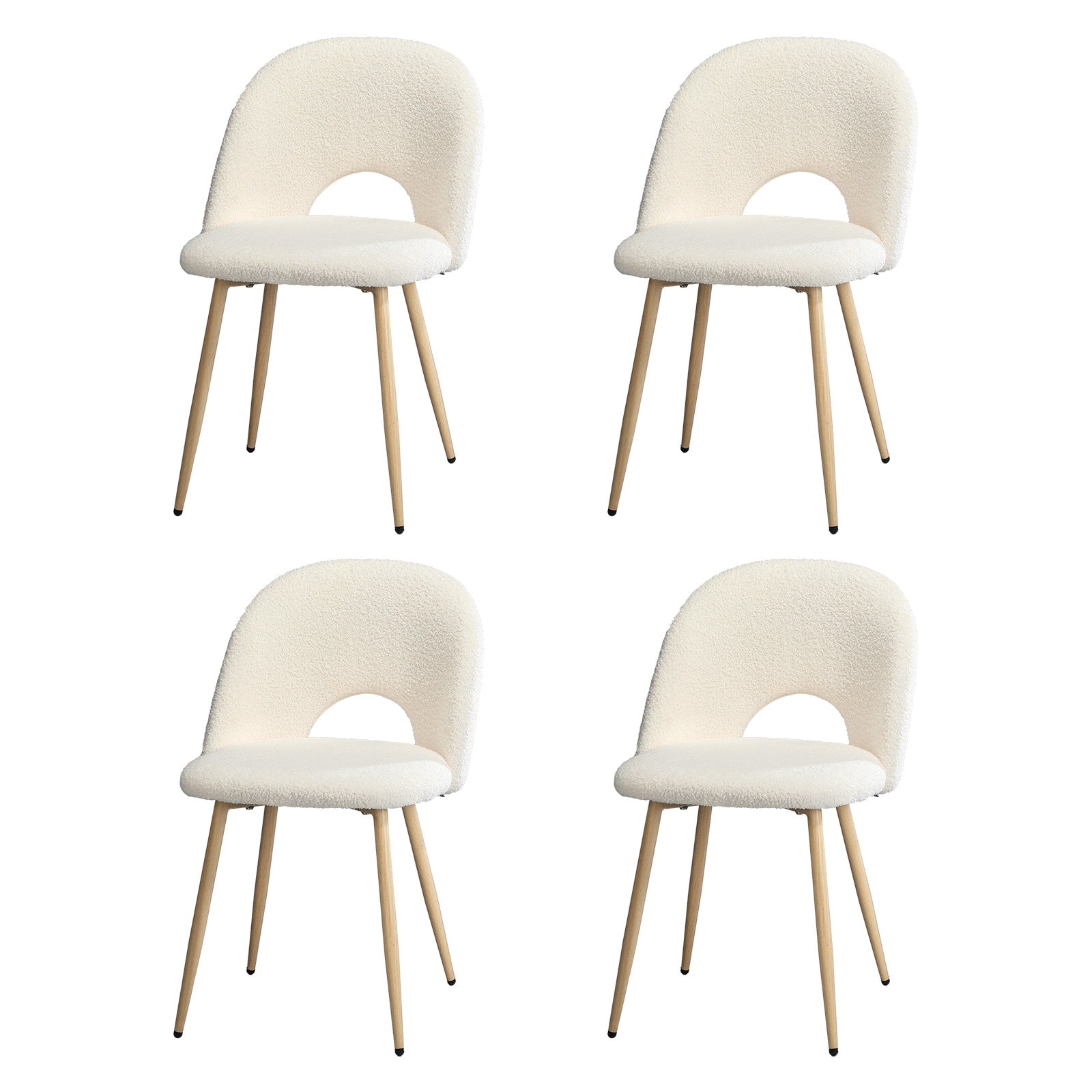 Oikiture Dining Chairs Accent Chair Armchair Sherpa Wooden White - Sunyee