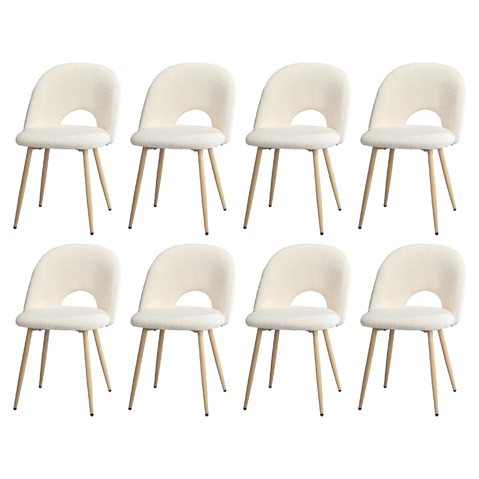 Oikiture Dining Chairs Accent Chair Armchair Sherpa Wooden White - Sunyee