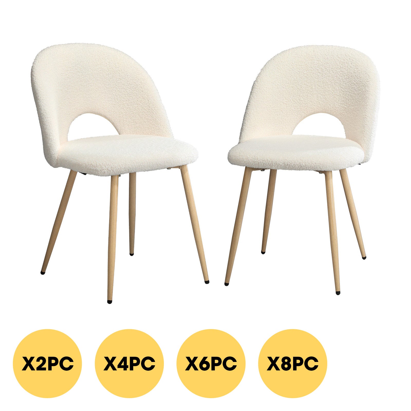 Oikiture Dining Chairs Accent Chair Armchair Sherpa Wooden White - Sunyee