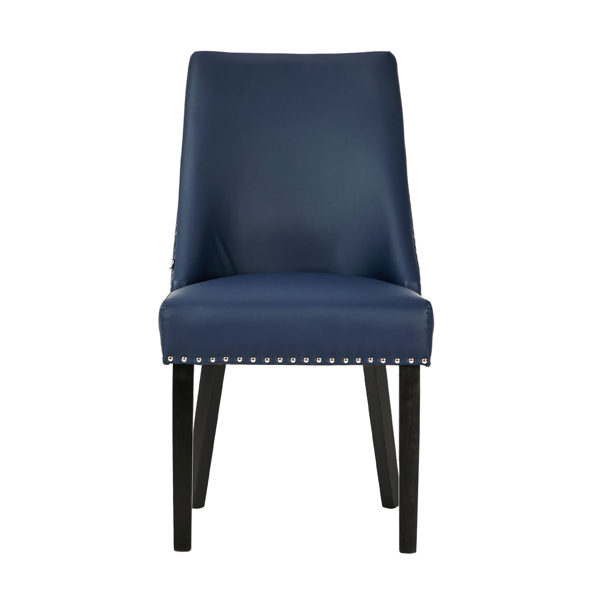 Oikiture 2PCs PU Leather Dining Chair Kitchen Padded Seat Winglet Design Blue - Sunyee