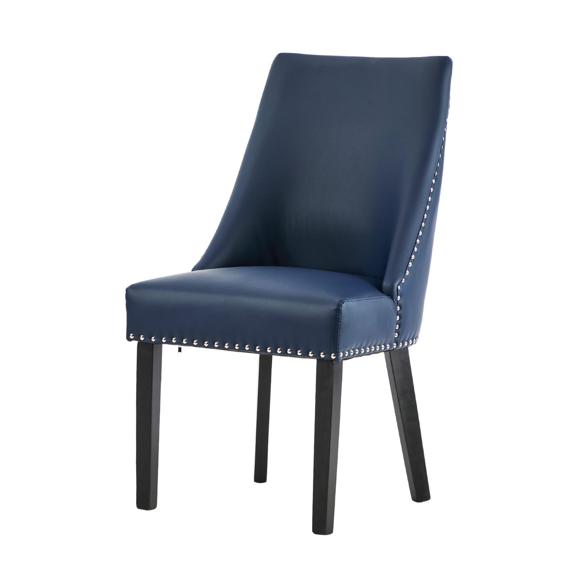 Oikiture 2PCs PU Leather Dining Chair Kitchen Padded Seat Winglet Design Blue - Sunyee