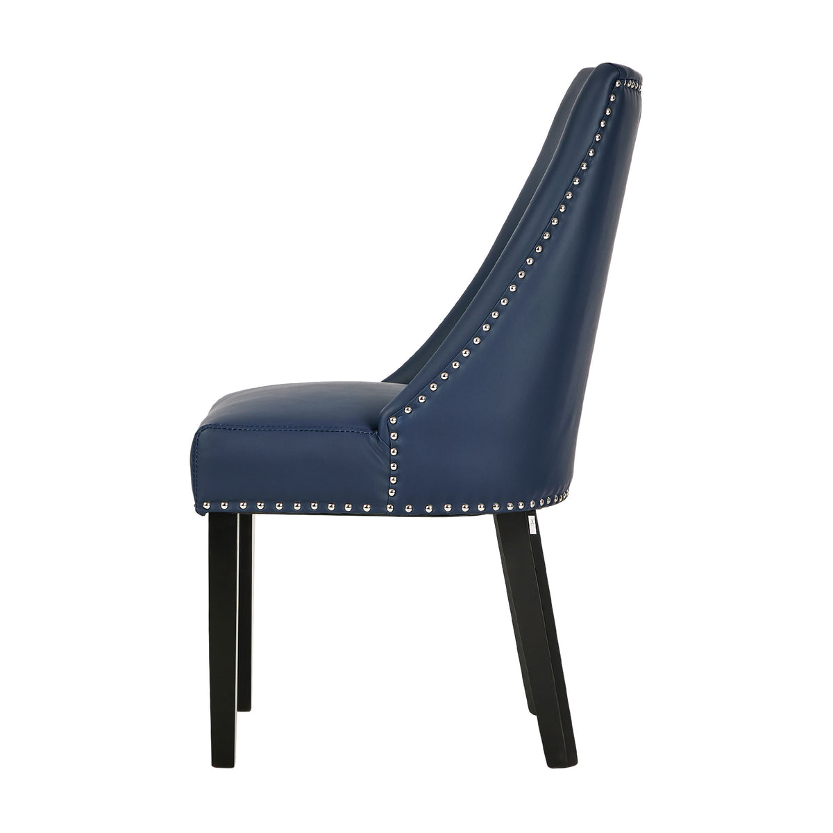 Oikiture 2PCs PU Leather Dining Chair Kitchen Padded Seat Winglet Design Blue - Sunyee