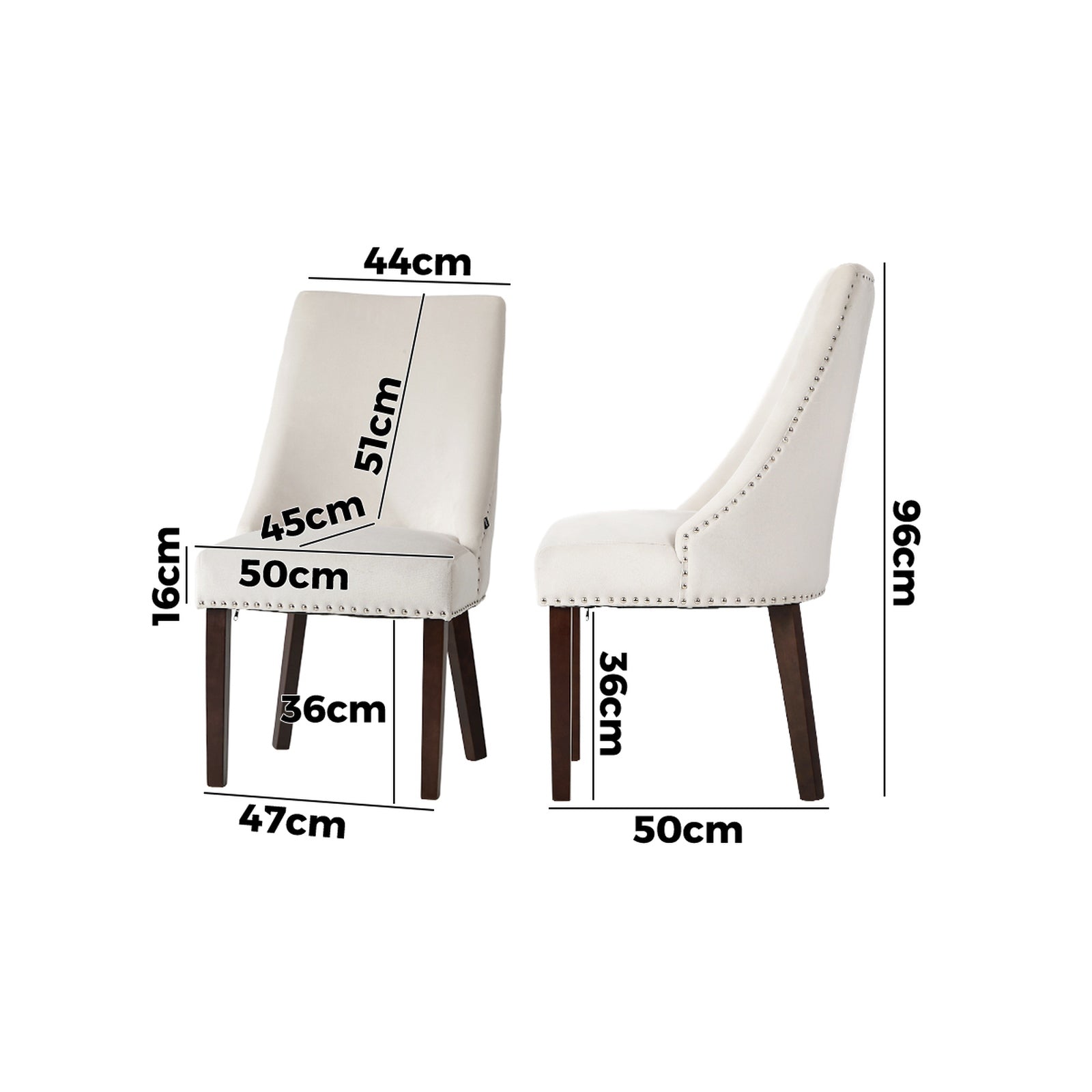 Oikiture 4PCs Velvet Dining Chair Kitchen Padded Seat Winglet Design Beige - Sunyee