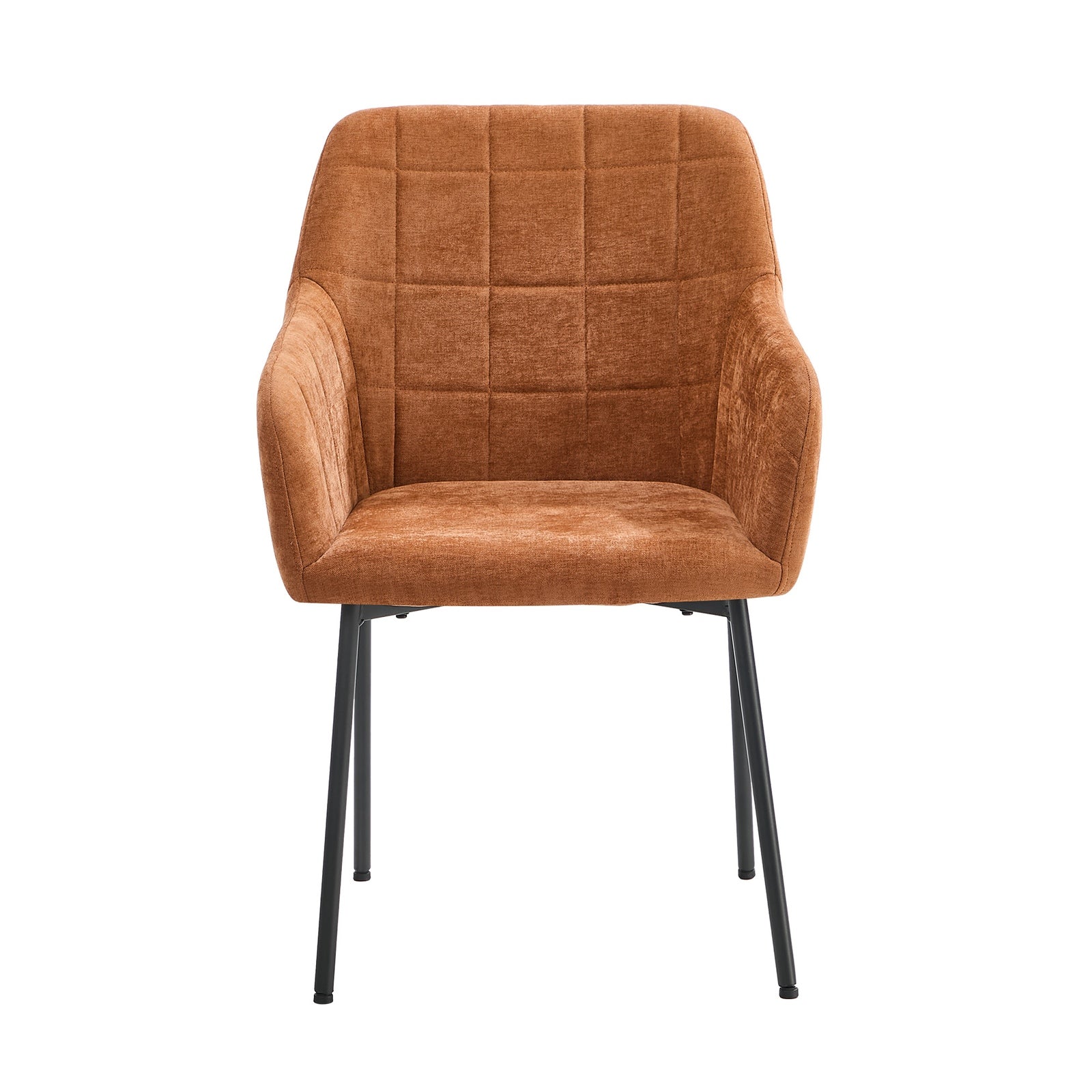 Oikiture 4x Dining Chairs Kitchen Accent Armchairs Chenille Fabric Orange