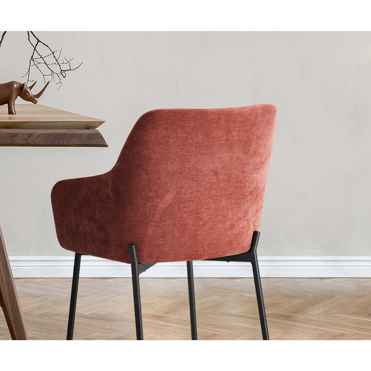 Oikiture 2x Dining Chairs Kitchen Accent Armchairs Chenille Fabric Pink