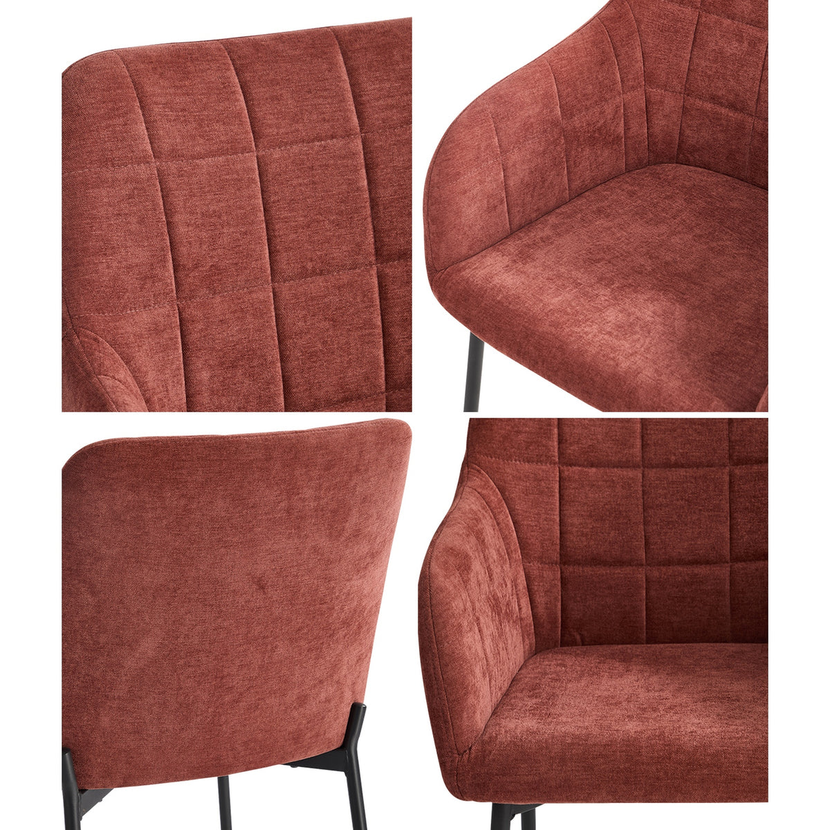 Oikiture 2x Dining Chairs Kitchen Accent Armchairs Chenille Fabric Pink