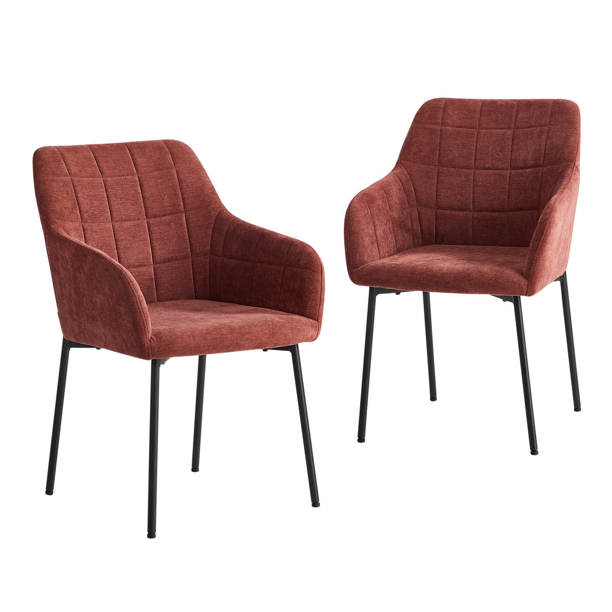 Oikiture 2x Dining Chairs Kitchen Accent Armchairs Chenille Fabric Pink