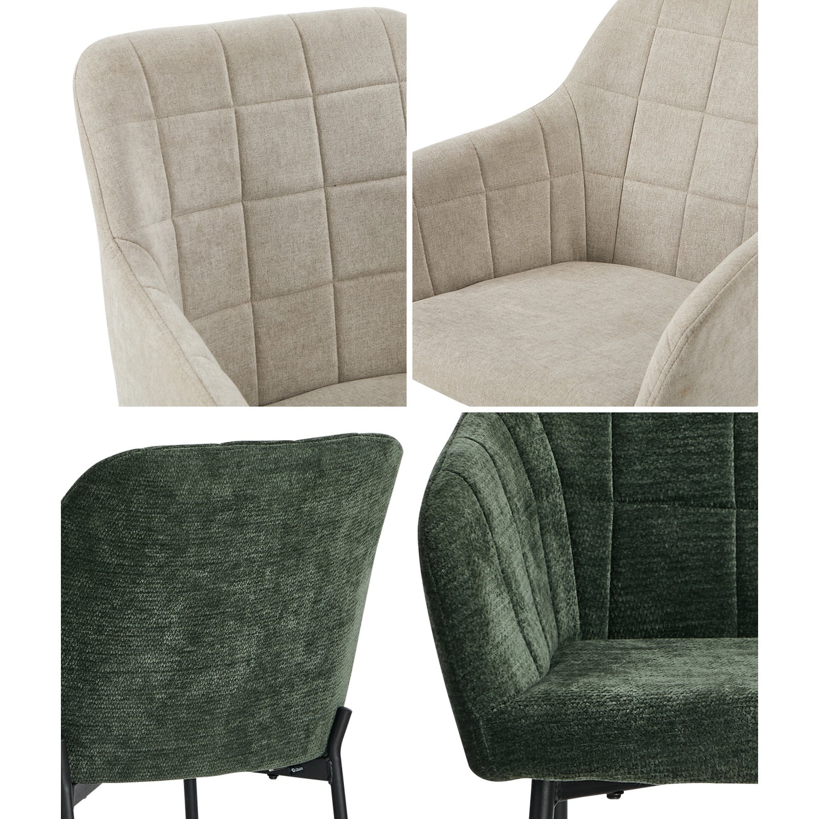 Oikiture 2x Dining Chairs Kitchen Accent Armchairs Linen Fabric - Sunyee