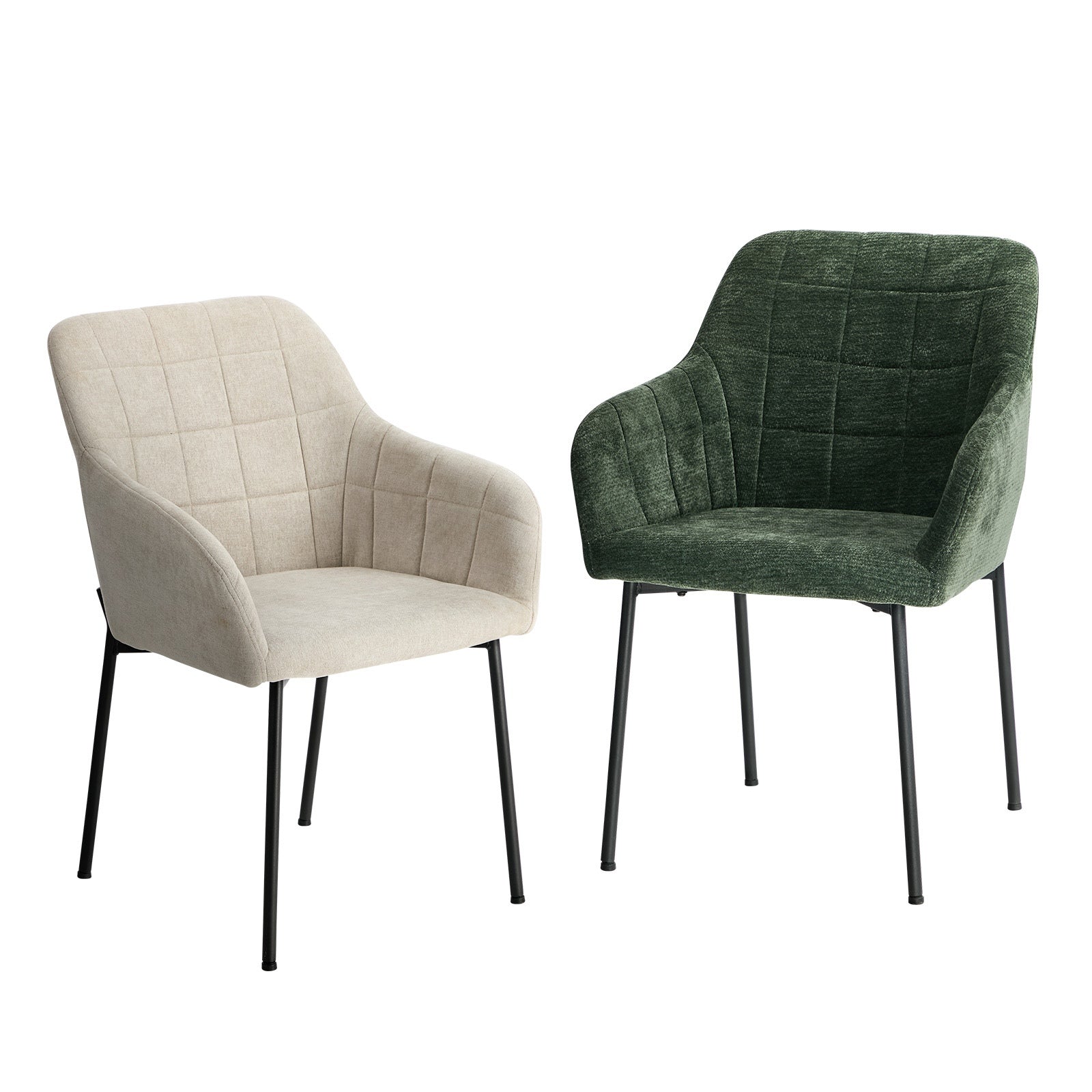 Oikiture 2x Dining Chairs Kitchen Accent Armchairs Linen Fabric - Sunyee