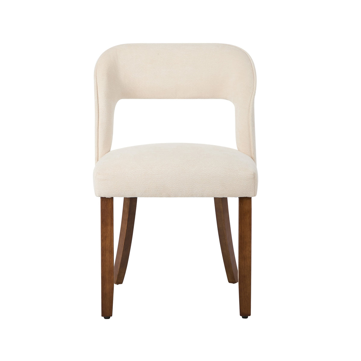 Oikiture 2x Dining Chairs Chenille Upholstery Chair Rubberwood Legs Beige