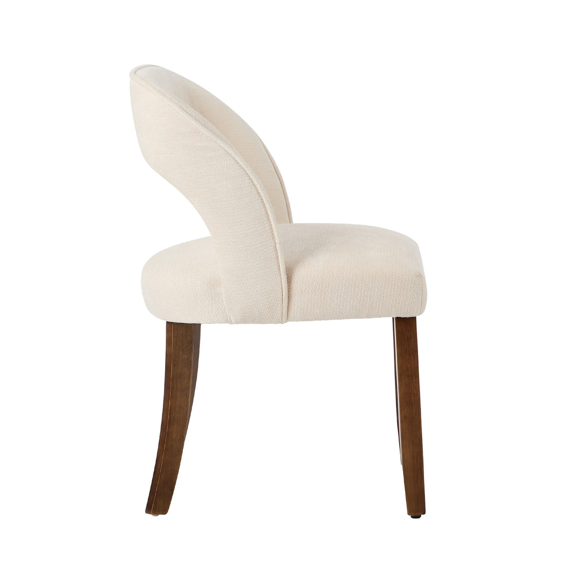 Oikiture 2x Dining Chairs Chenille Upholstery Chair Rubberwood Legs Beige