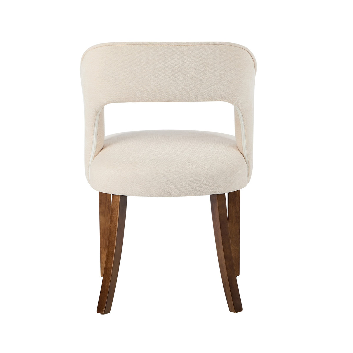 Oikiture 2x Dining Chairs Chenille Upholstery Chair Rubberwood Legs Beige