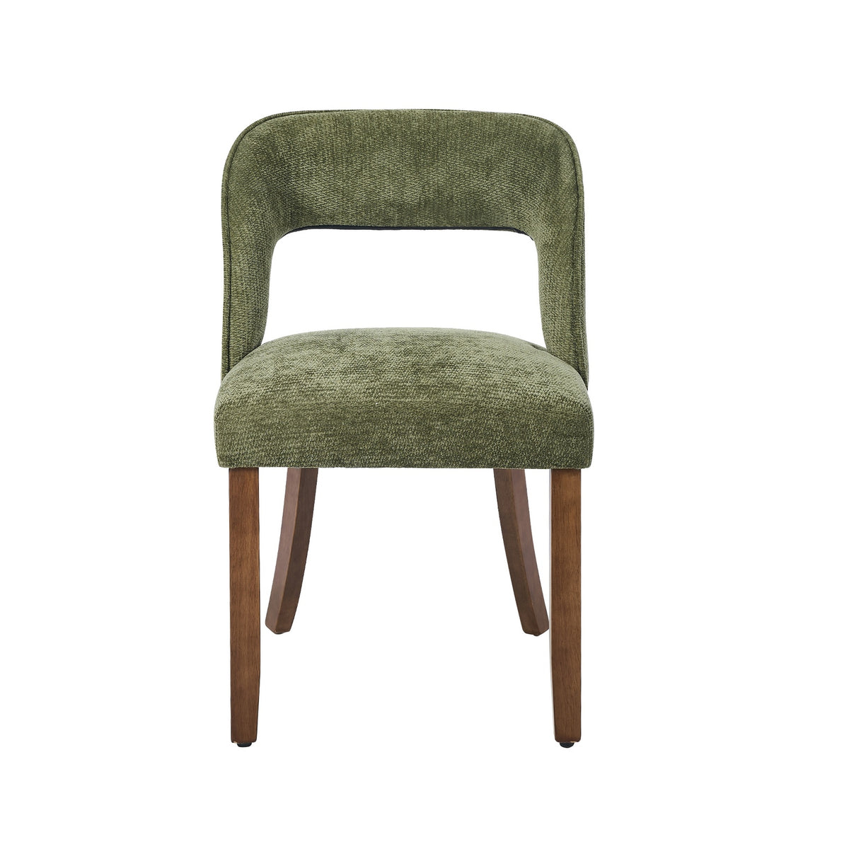 Oikiture 2x Dining Chairs Chenille Upholstery Chair Rubberwood Legs Green