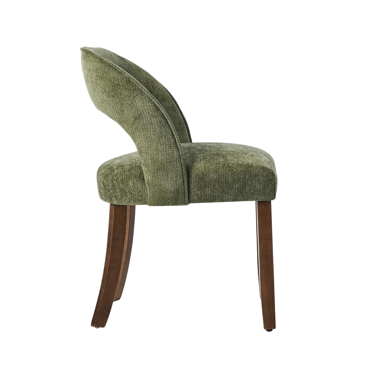 Oikiture 2x Dining Chairs Chenille Upholstery Chair Rubberwood Legs Green
