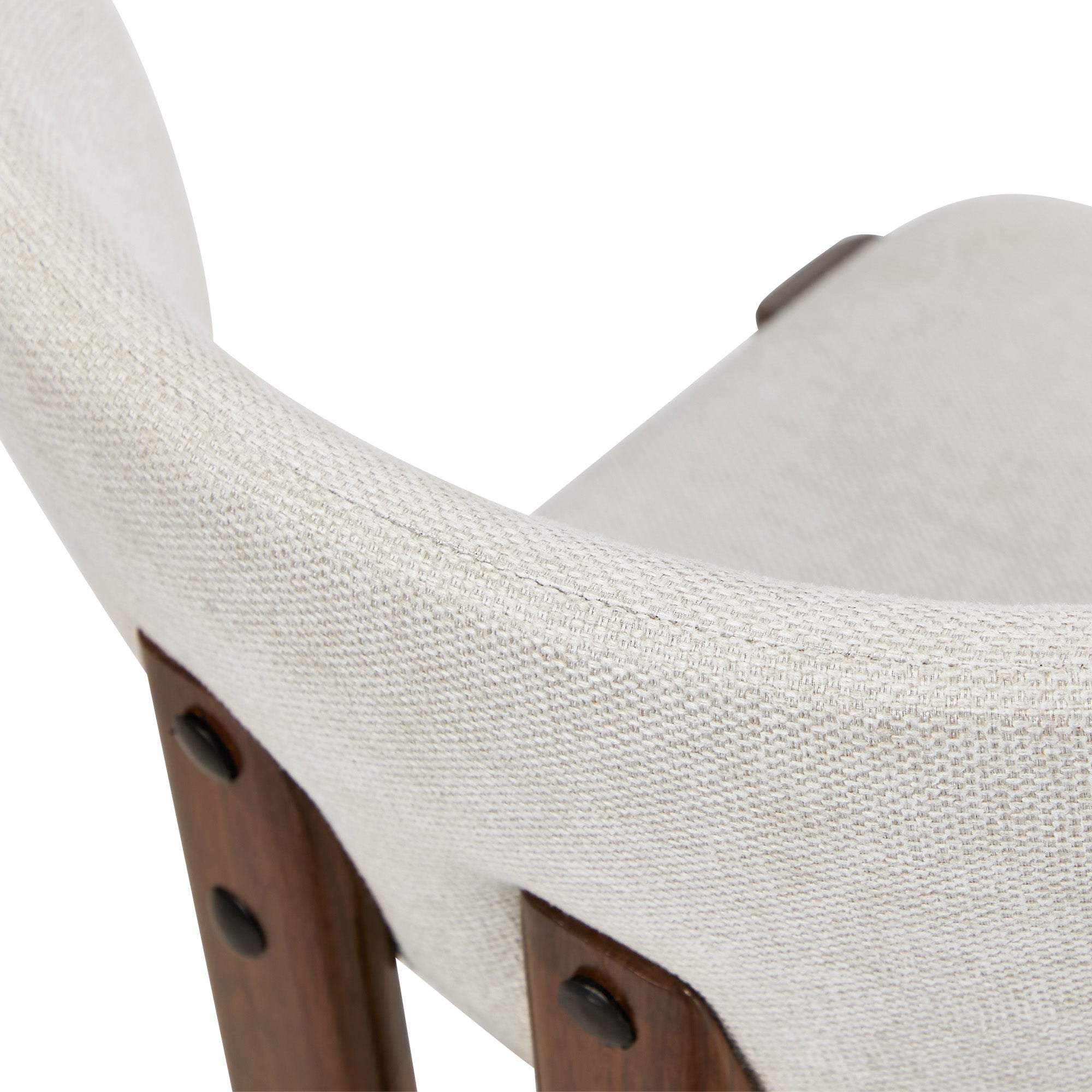 Oikiture Set of 2 Dining Chairs Linen Fabric Kitchen Padded Seat Beige&Brown