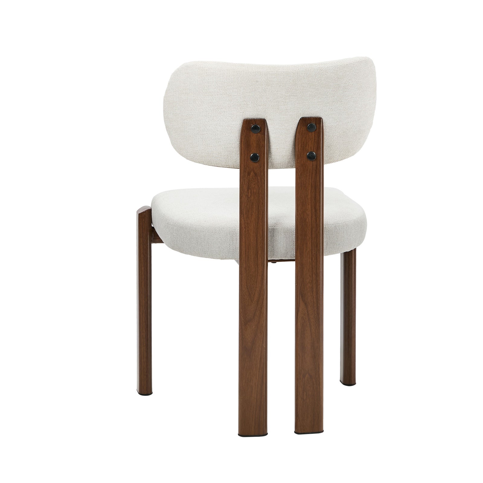 Oikiture Set of 4 Dining Chairs Linen Fabric Kitchen Padded Seat Beige&Brown