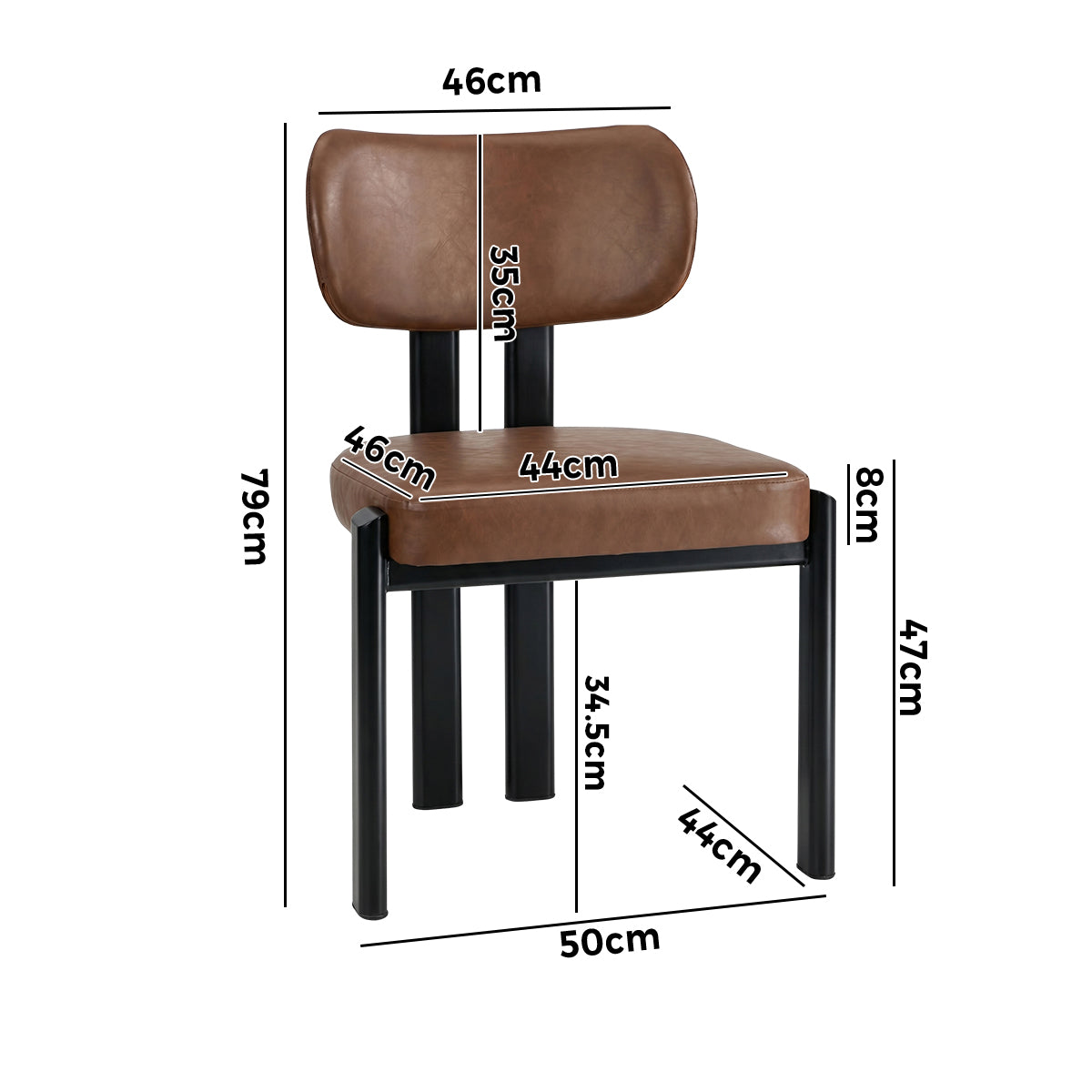 Oikiture Set of 2 Dining Chairs Faux Leather Fabric Kitchen Chair Padded Seat
