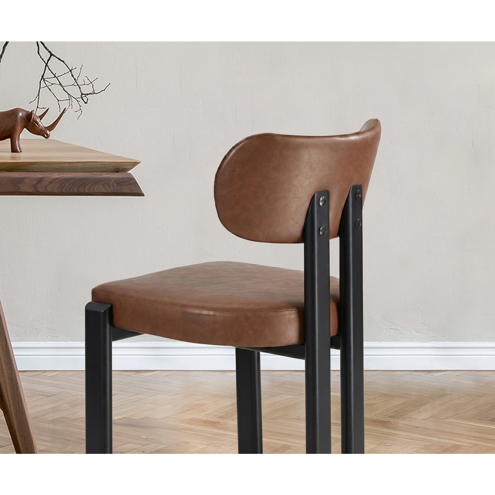 Oikiture Set of 6 Dining Chairs Faux Leather Fabric Kitchen Chair Padded Seat