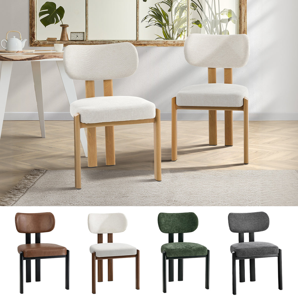 Oikiture Set of 2 Dining Chairs  Kitchen Seat Padded Accent Chair