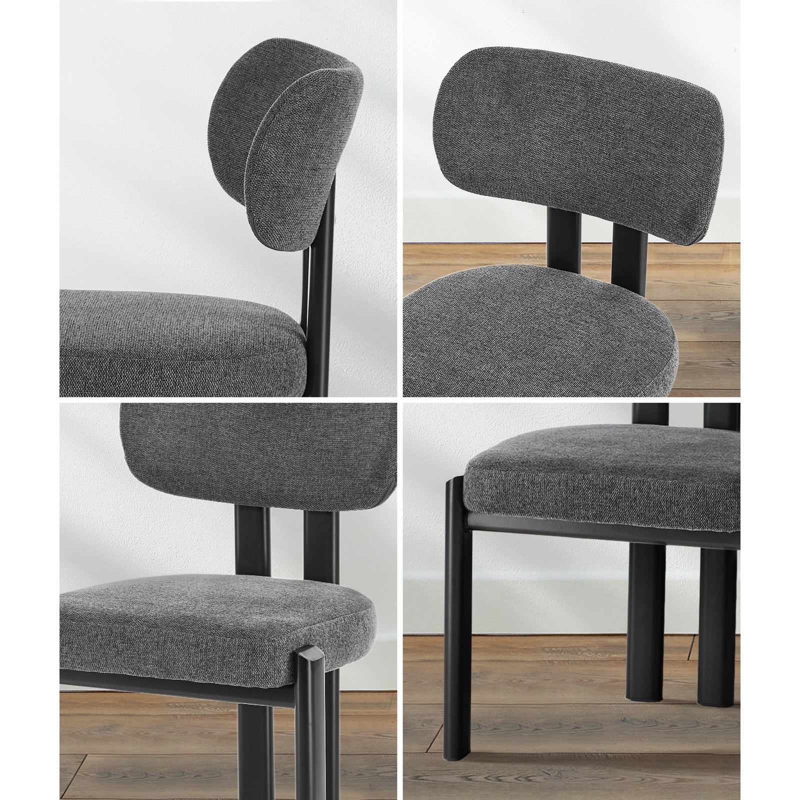 Oikiture Set of 2 Dining Chairs Linen Fabric Kitchen Seat Padded Accent Chair