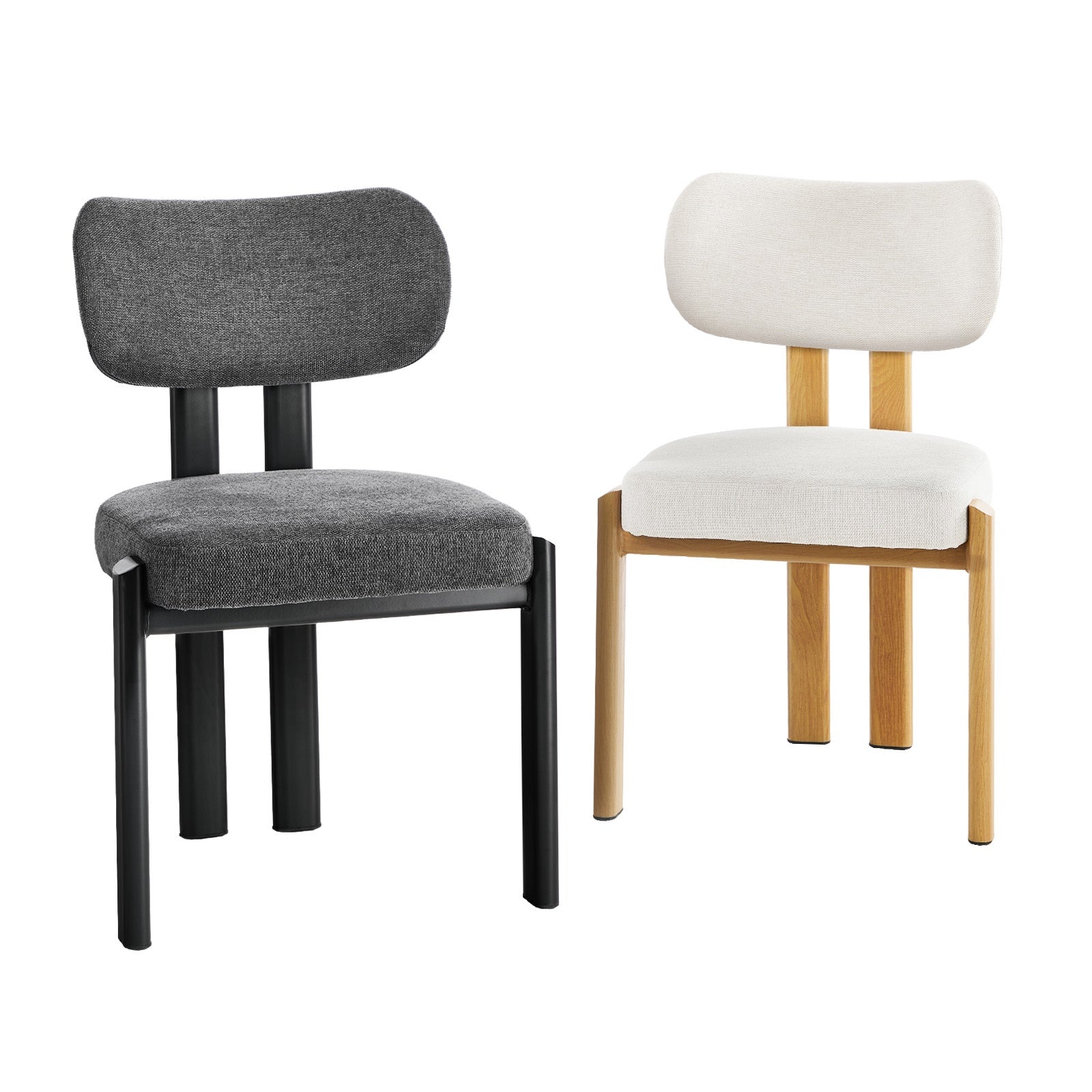 Oikiture Set of 2 Dining Chairs Linen Fabric Kitchen Seat Padded Accent Chair