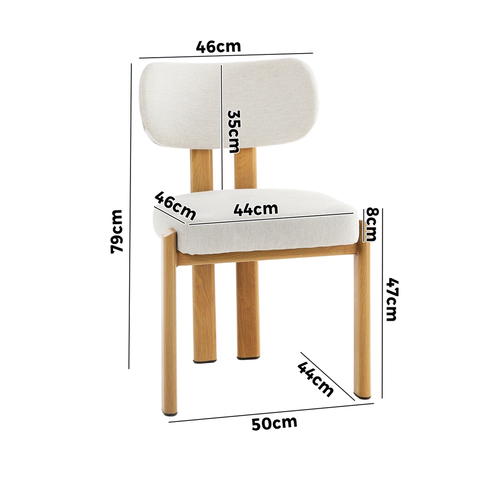 Oikiture Set of 4 Dining Chairs Linen Fabric Kitchen Chair Padded Seat Beige - Sunyee