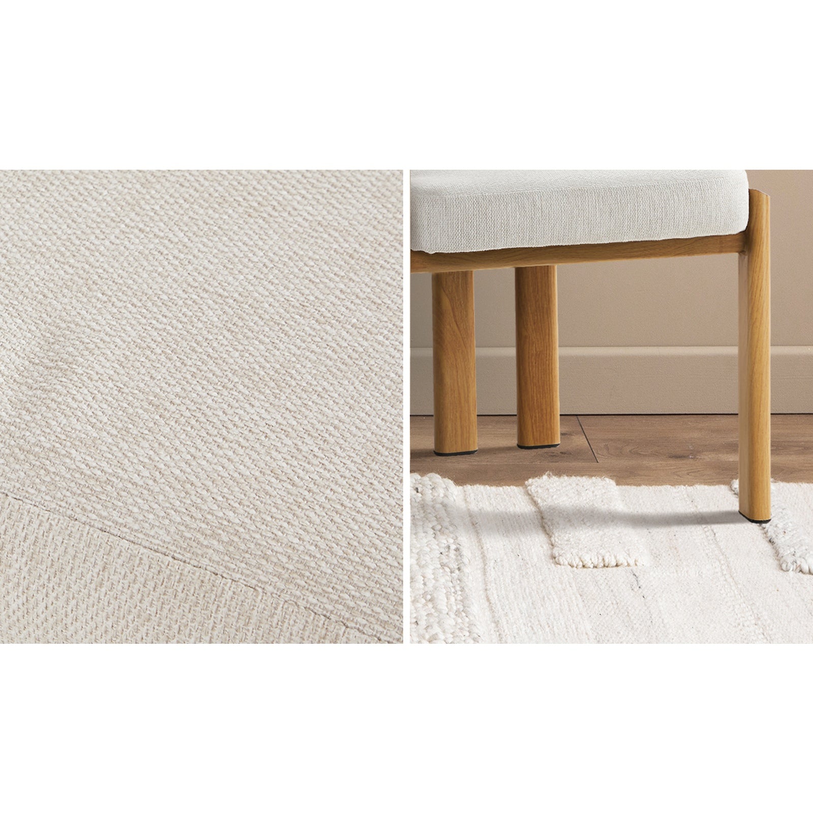 Oikiture Set of 6 Dining Chairs Linen Fabric Kitchen Chair Padded Seat Beige