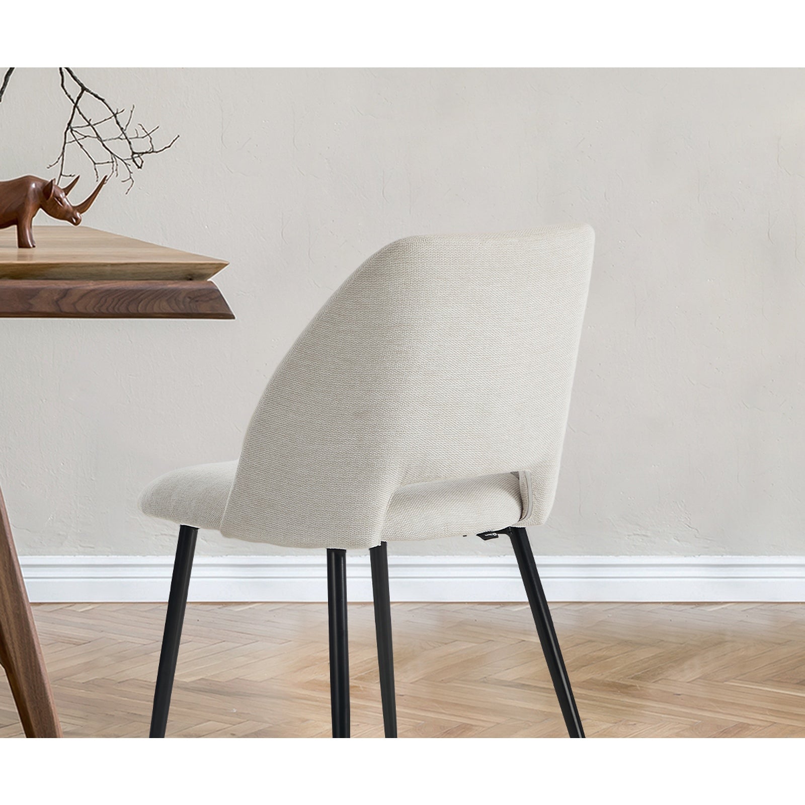 Oikiture 6x Dining Chair Accent Chairs Linen Fabric Biege