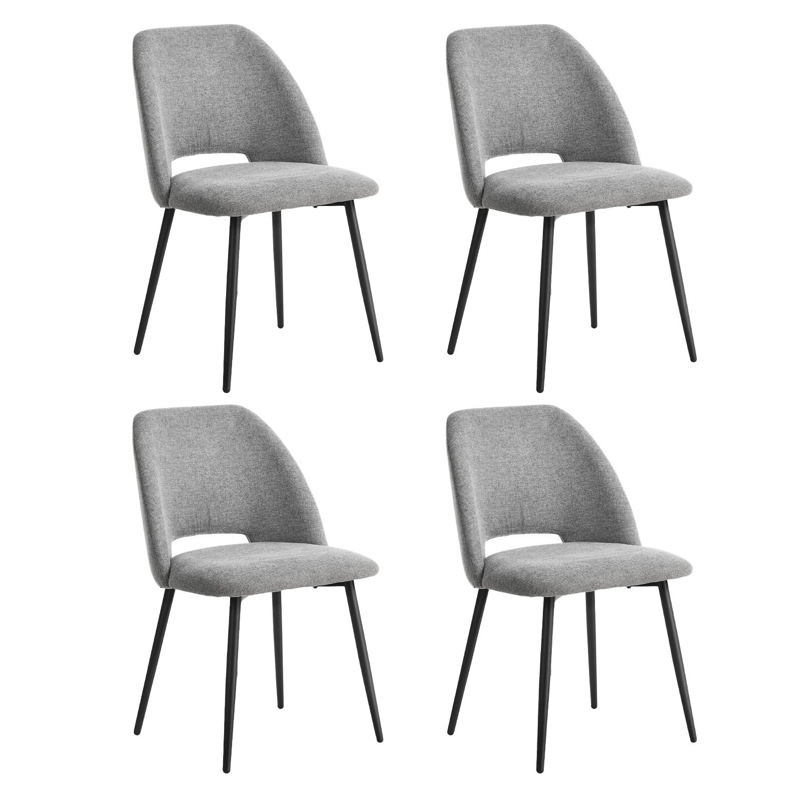 Oikiture 4x Dining Chair Accent Chairs Linen Fabric Grey
