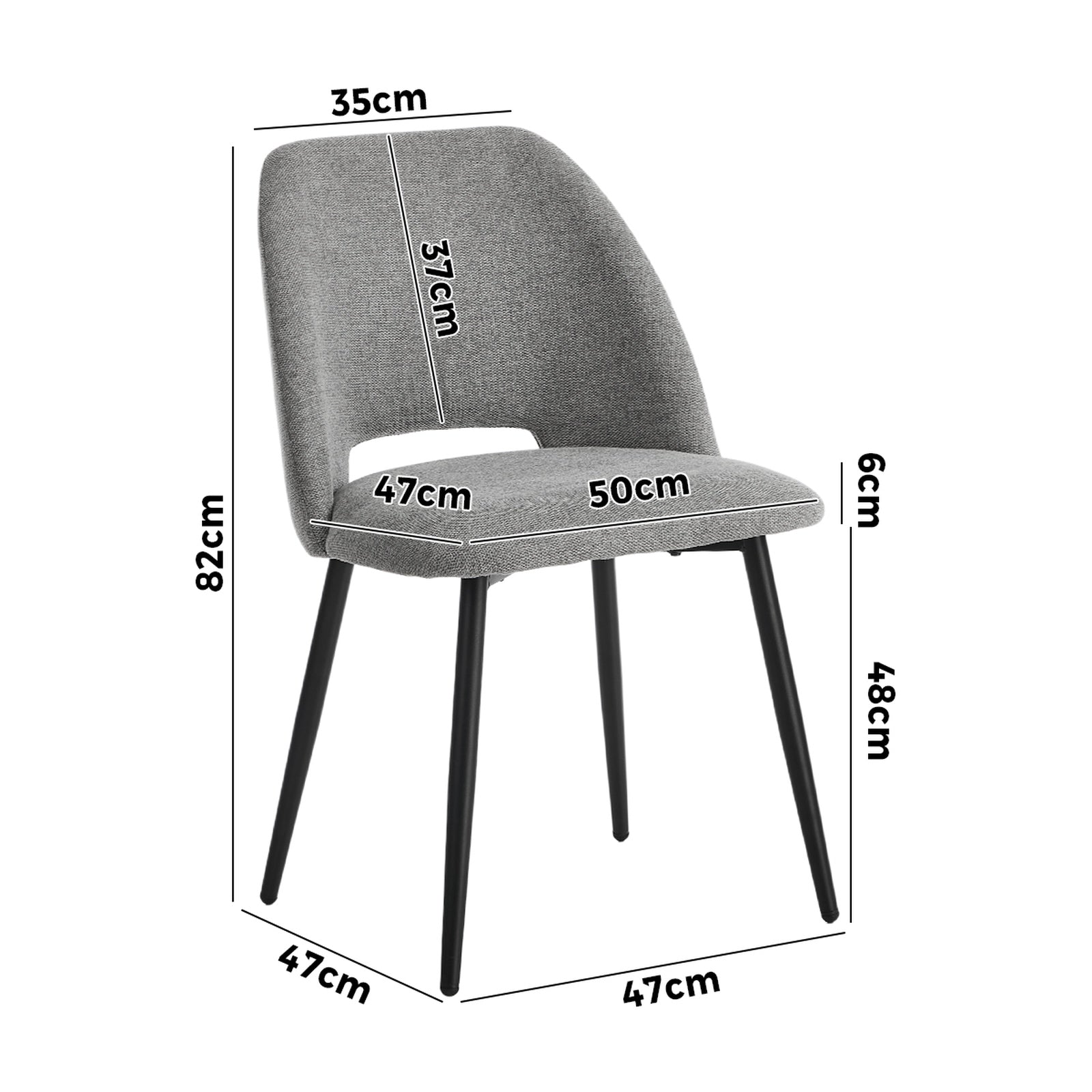 Oikiture 8x Dining Chair Accent Chairs Linen Fabric Grey