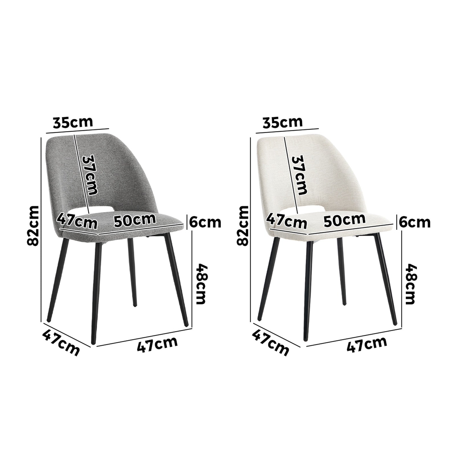 Oikiture 2x Dining Chair Accent Chairs Linen Fabric