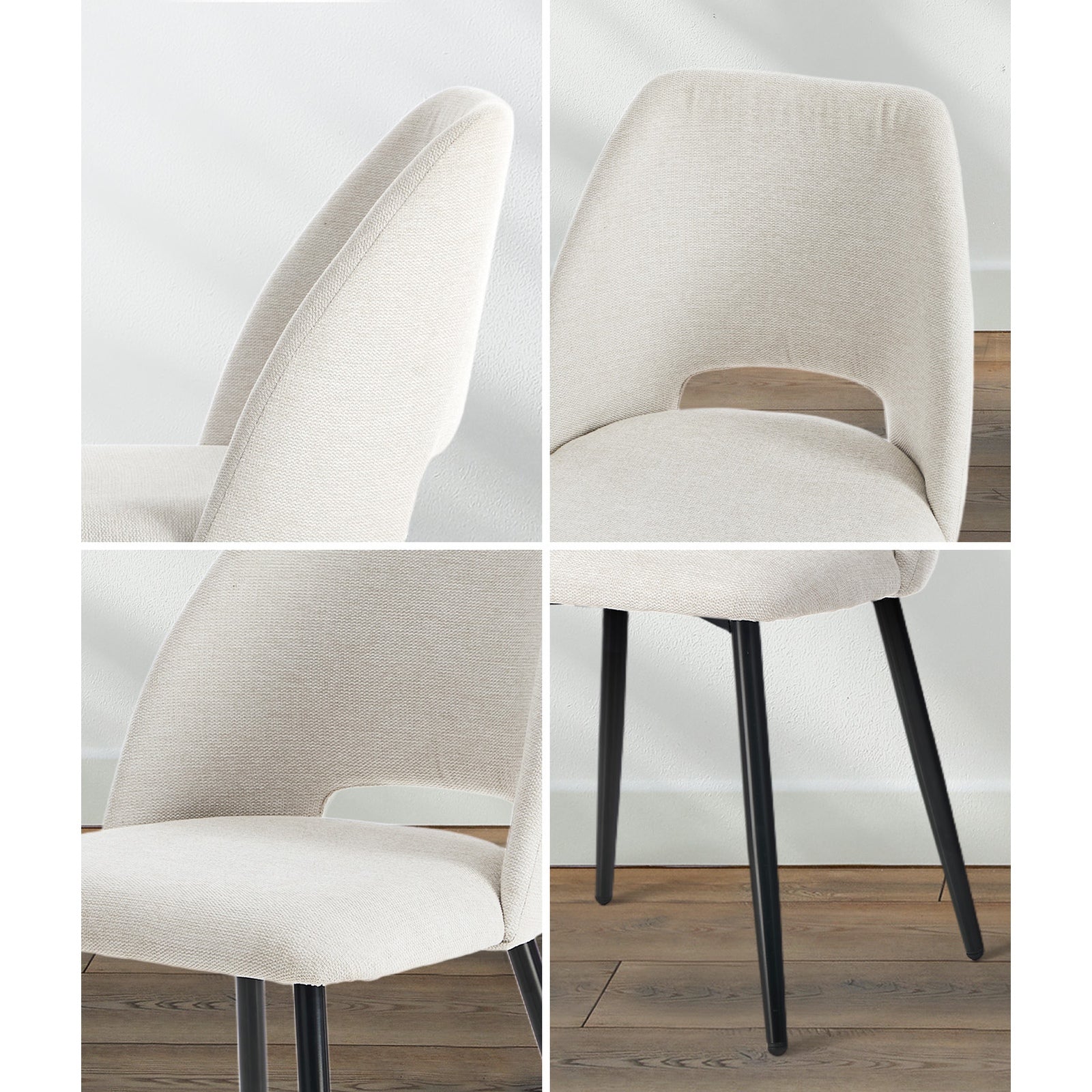 Oikiture 2x Dining Chair Accent Chairs Linen Fabric