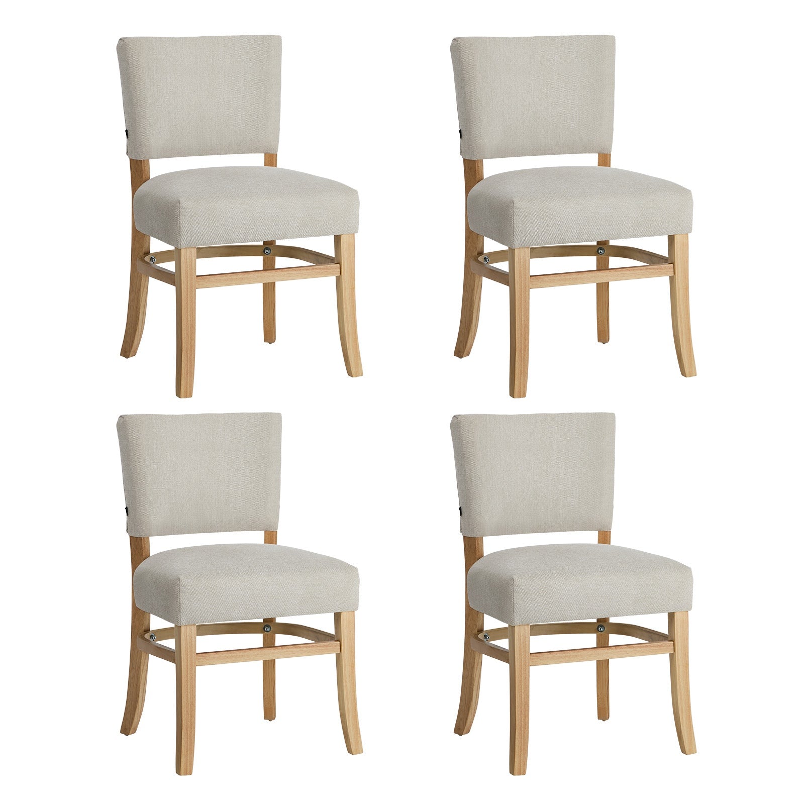 Oikiture 4x Dining Chairs Wooden Kitchen Seat Rubberwood Frame Accent Chair Beig - Sunyee