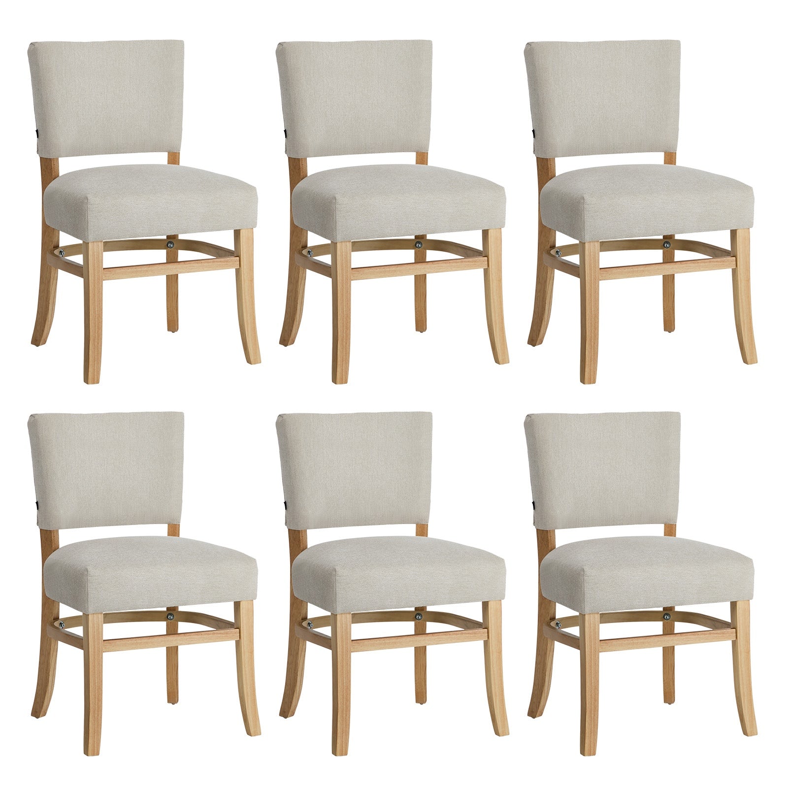 Oikiture 6x Dining Chairs Wooden Kitchen Seat Rubberwood Frame Accent Chair