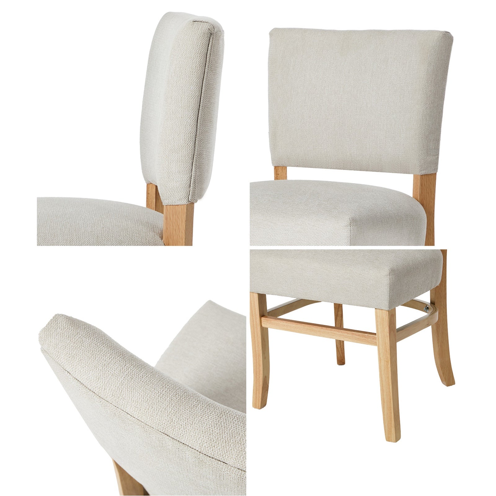 Oikiture 2x Dining Chairs Wooden Kitchen Seat Rubberwood Frame Accent Chair