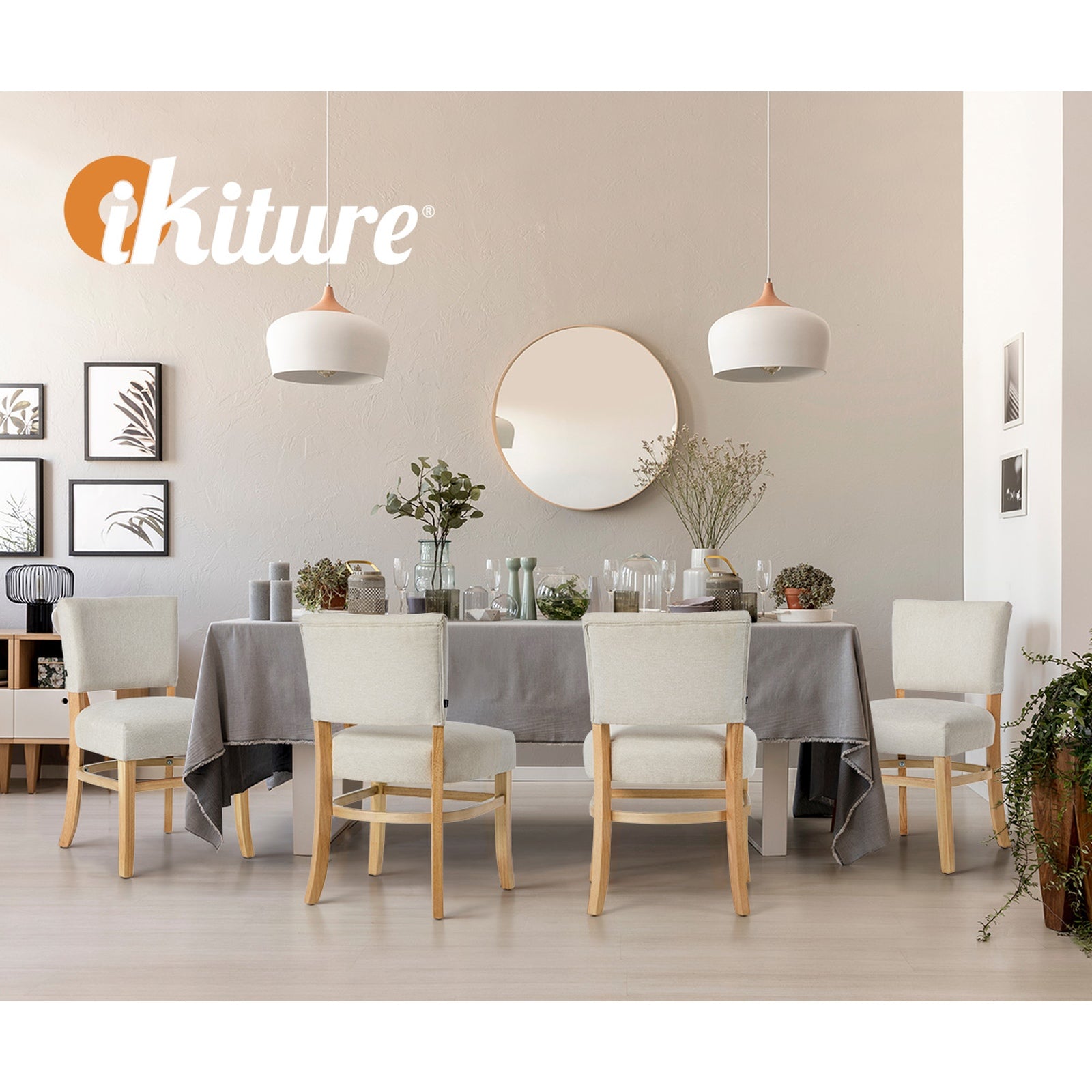 Oikiture 2x Dining Chairs Wooden Kitchen Seat Rubberwood Frame Accent Chair