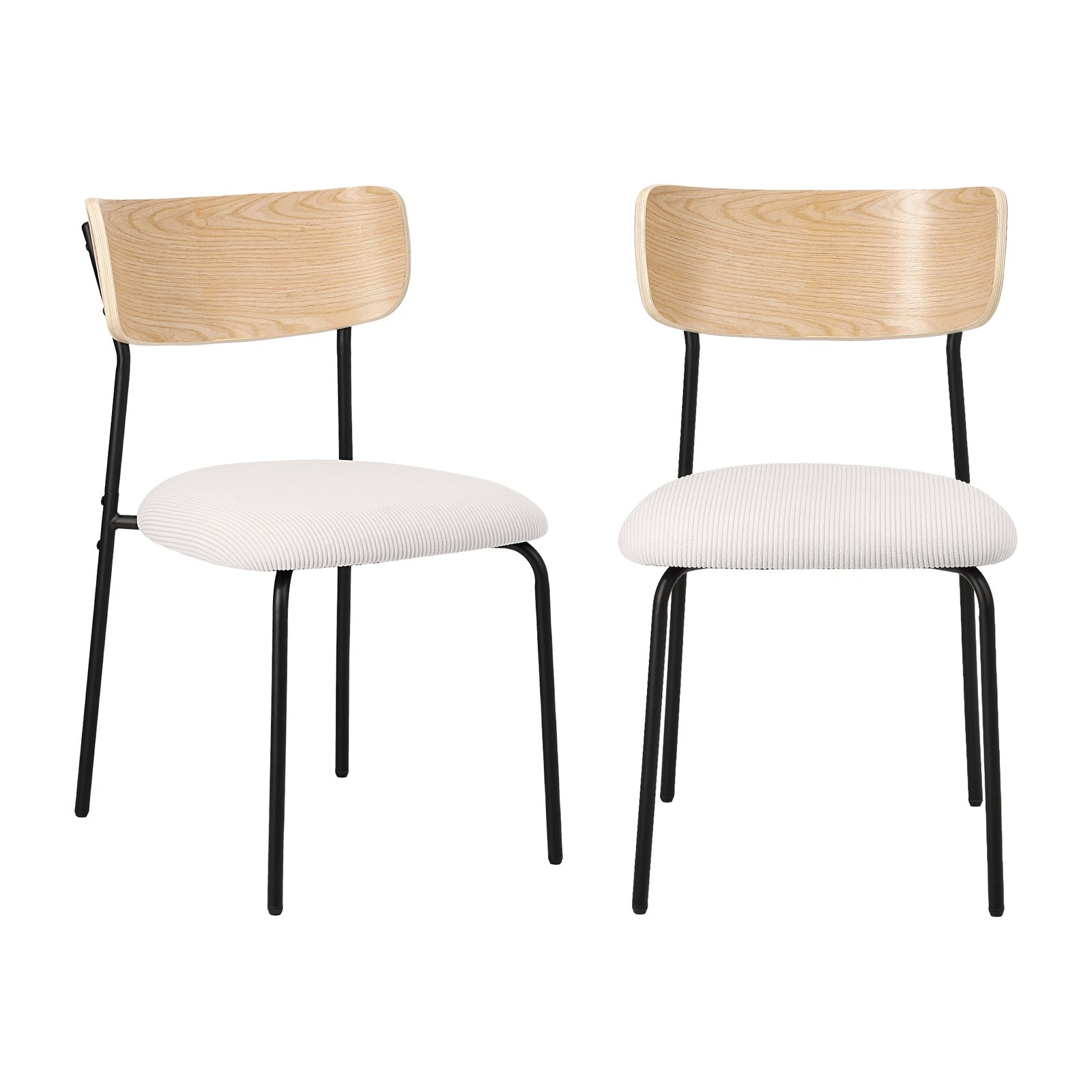 Oikiture 2PCS Dining Chairs Kitchen Chair Padded Lounge Seat Corduroy Beige - Sunyee