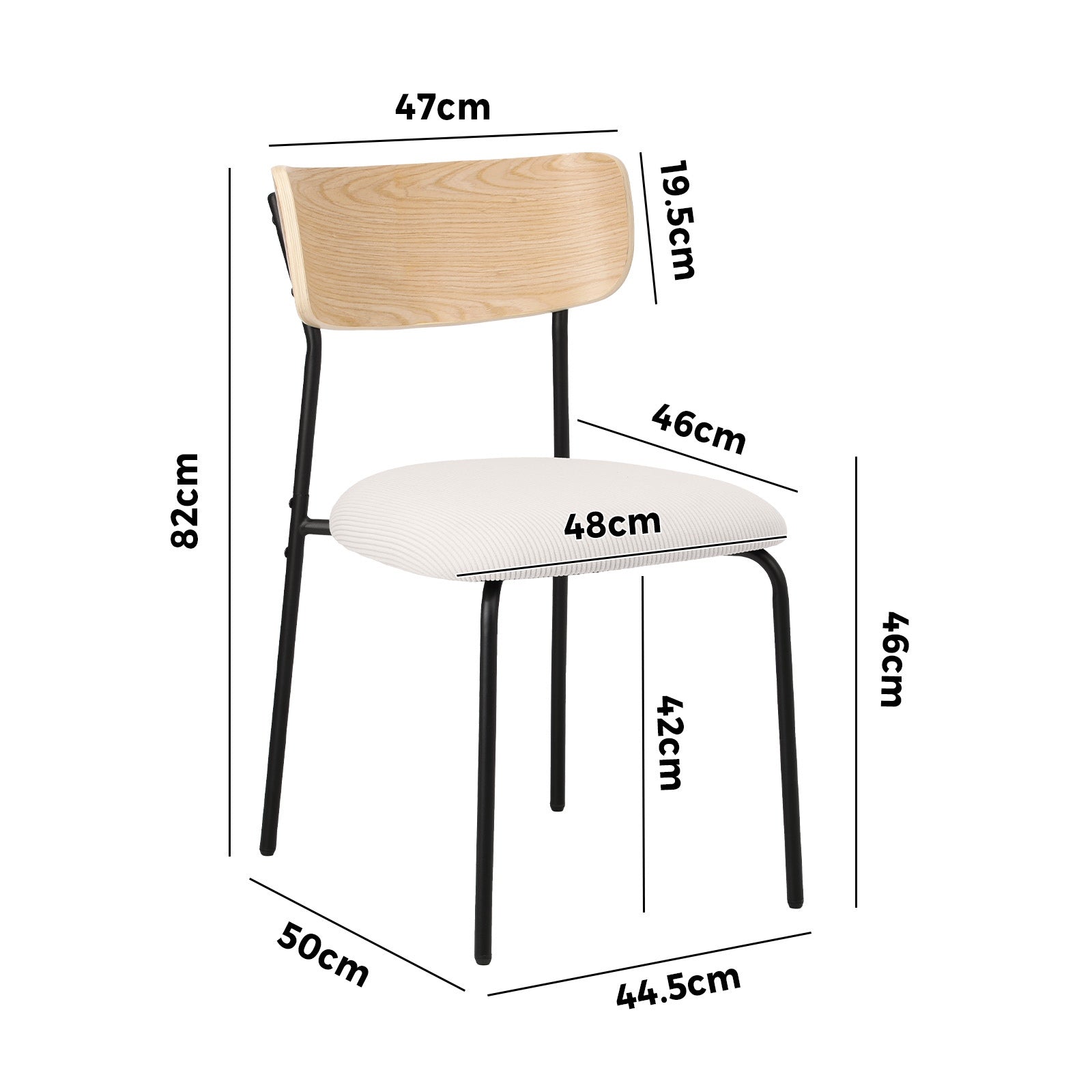 Oikiture 2PCS Dining Chairs Kitchen Chair Padded Lounge Seat Corduroy Beige - Sunyee