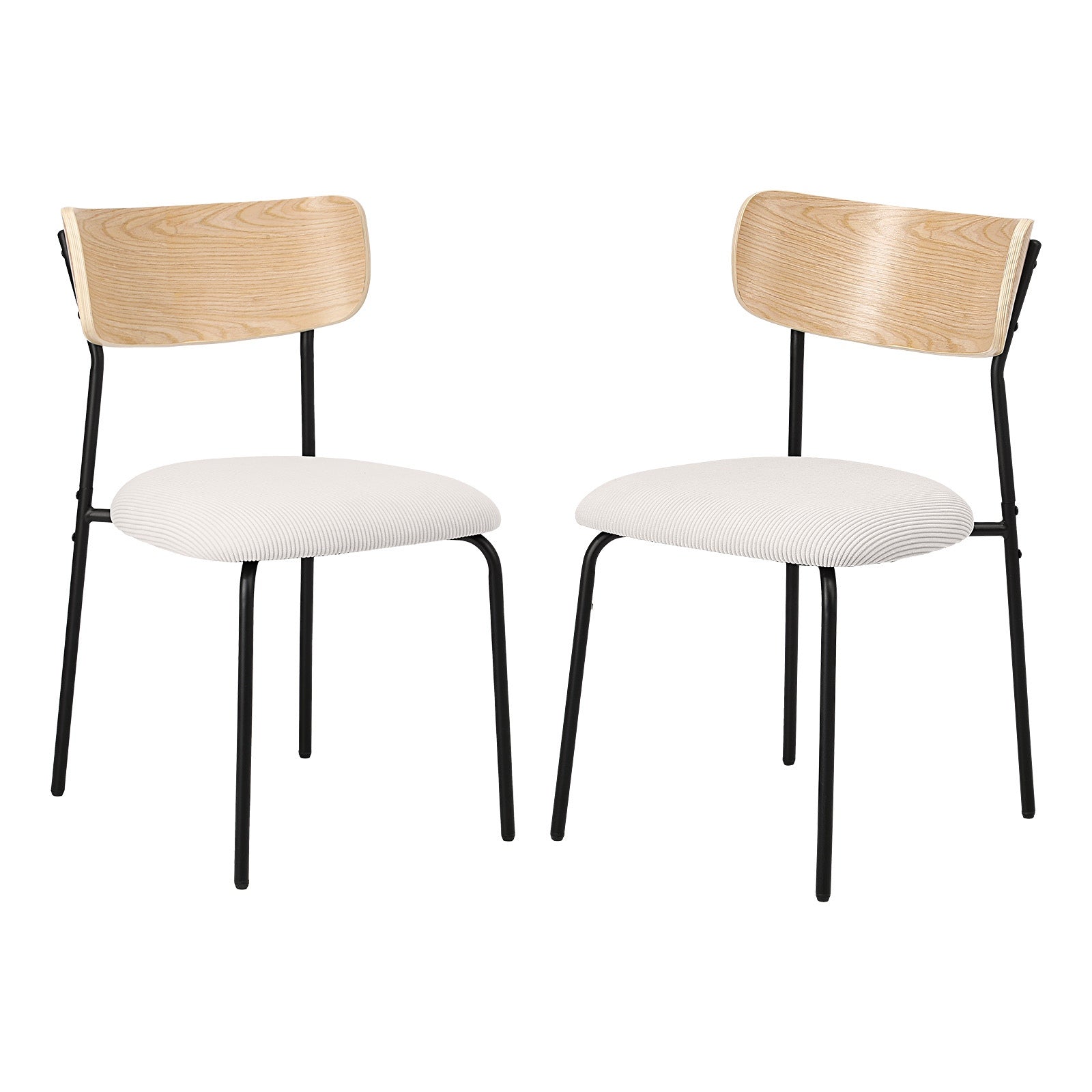 Oikiture 2PCS Dining Chairs Kitchen Chair Padded Lounge Seat Corduroy Beige - Sunyee