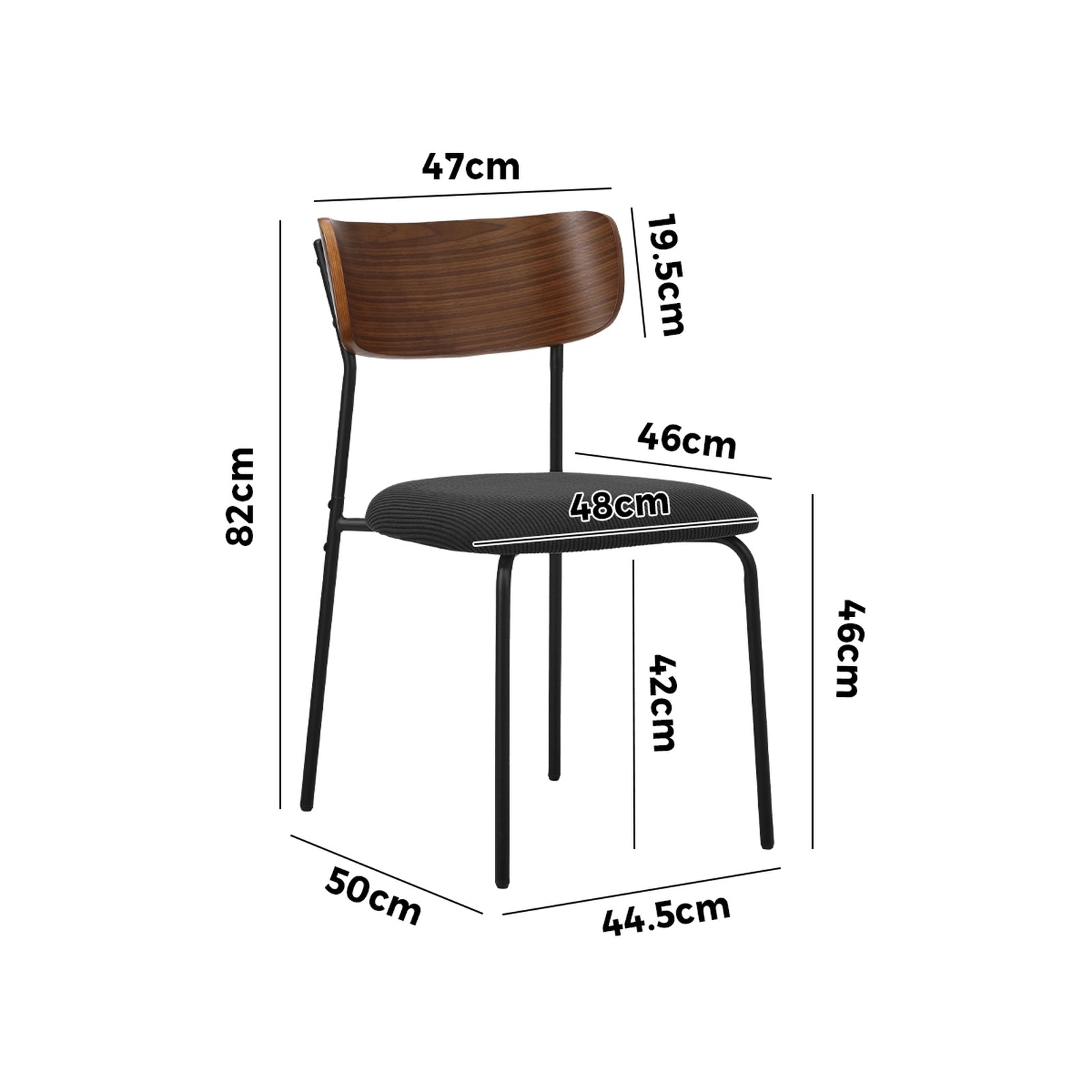 Oikiture 2PCS Dining Chairs Kitchen Chair Padded Lounge Seat Corduroy Black - Sunyee