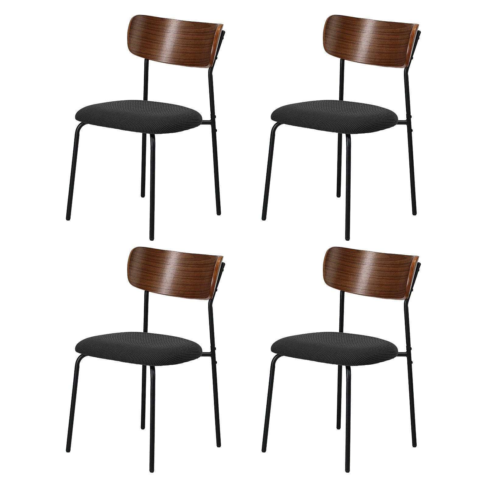 Oikiture 4PCS Dining Chairs Kitchen Chair Padded Lounge Seat Corduroy Black - Sunyee