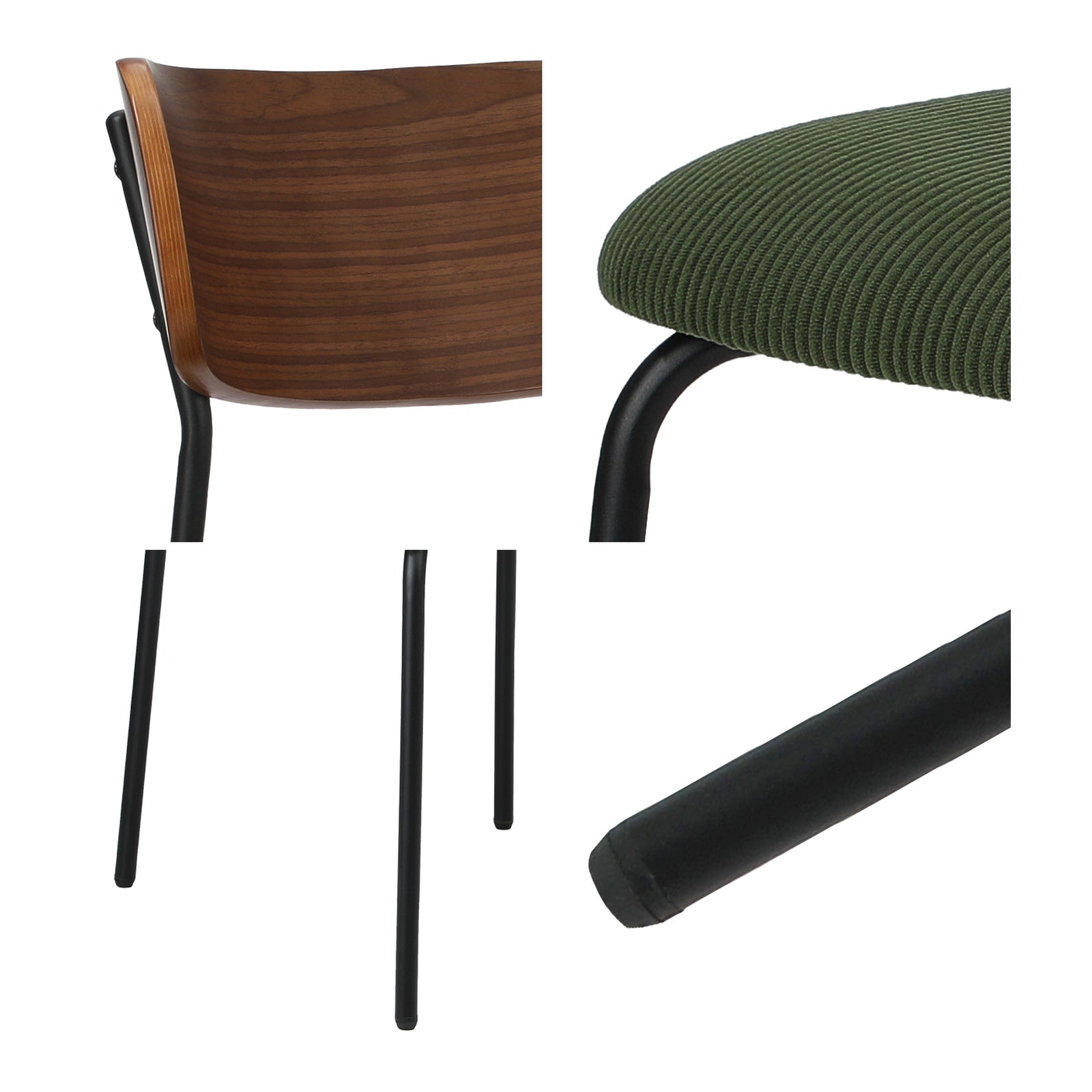 Oikiture 2PCS Dining Chairs Kitchen Chair Padded Lounge Seat Sherpa Green